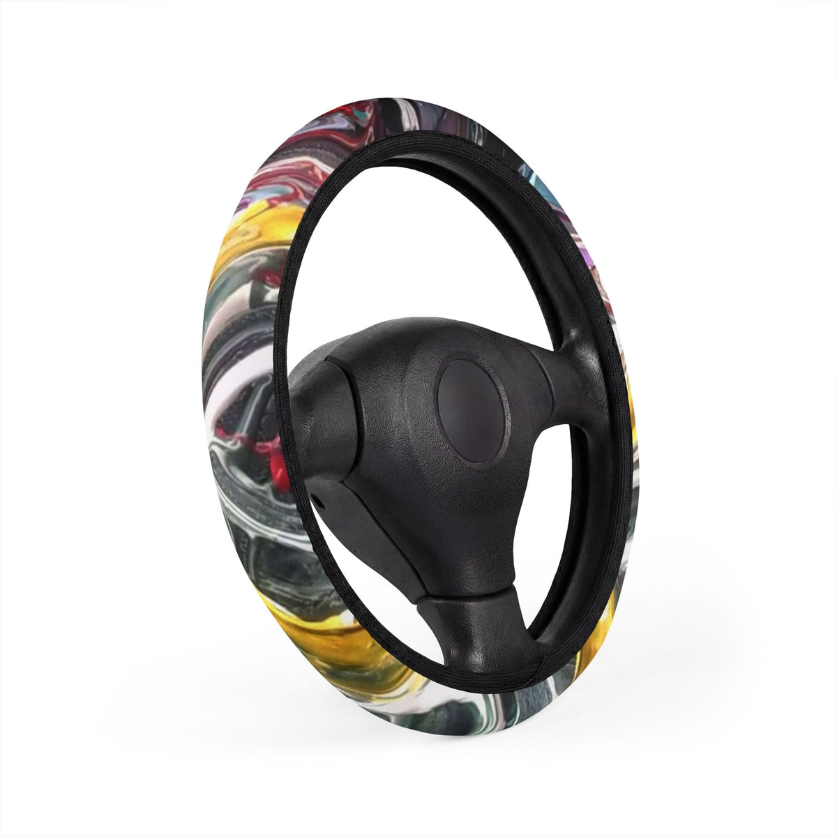 Abstract Color Swirl Steering Wheel Cover — Vibrant Tie-Dye Car Accessory