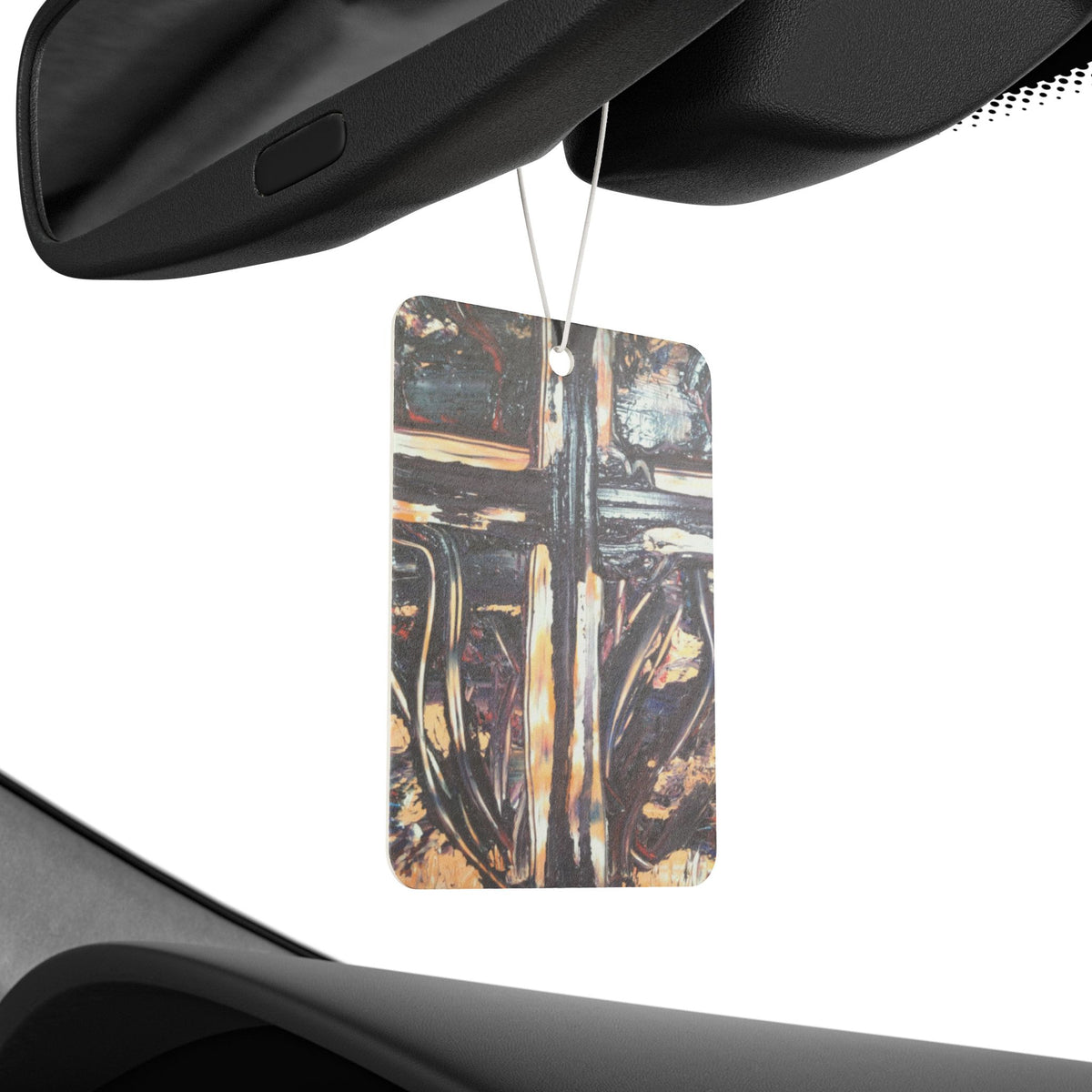 Car Air Freshener — Rustic Metal Cross Design Air Freshener (Religious, Inspirational)