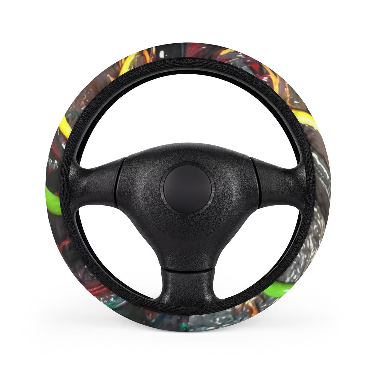 Abstract Neon Swirl Steering Wheel Cover