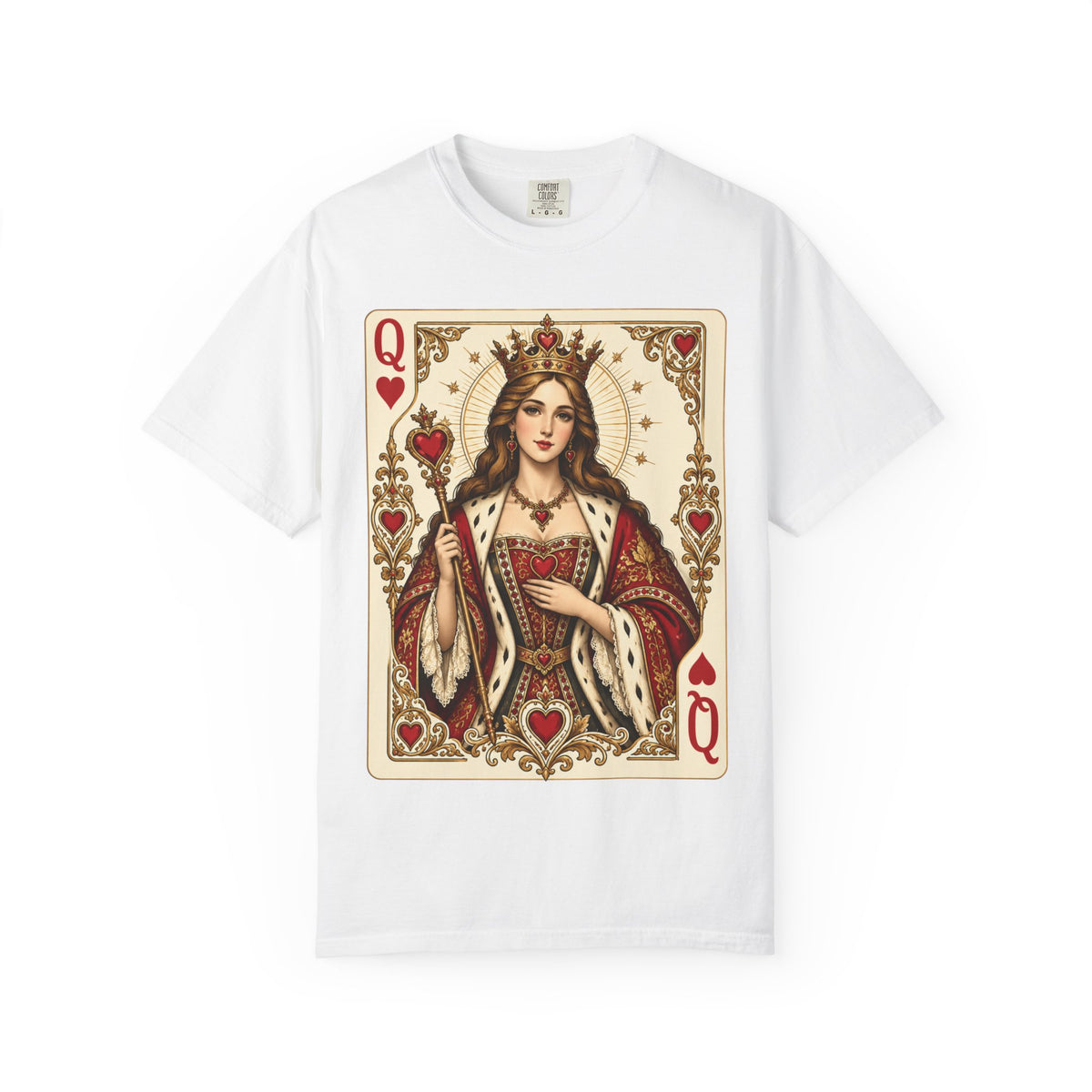 Queen of Hearts Playing Card Graphic T-Shirt