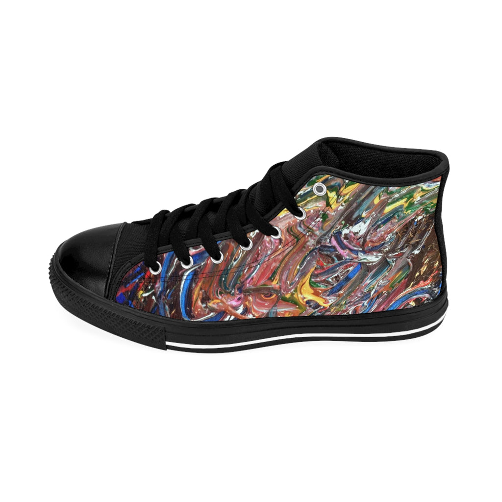 Abstract Swirl High-Top Sneakers — Women's Artistic Pattern Canvas Shoes