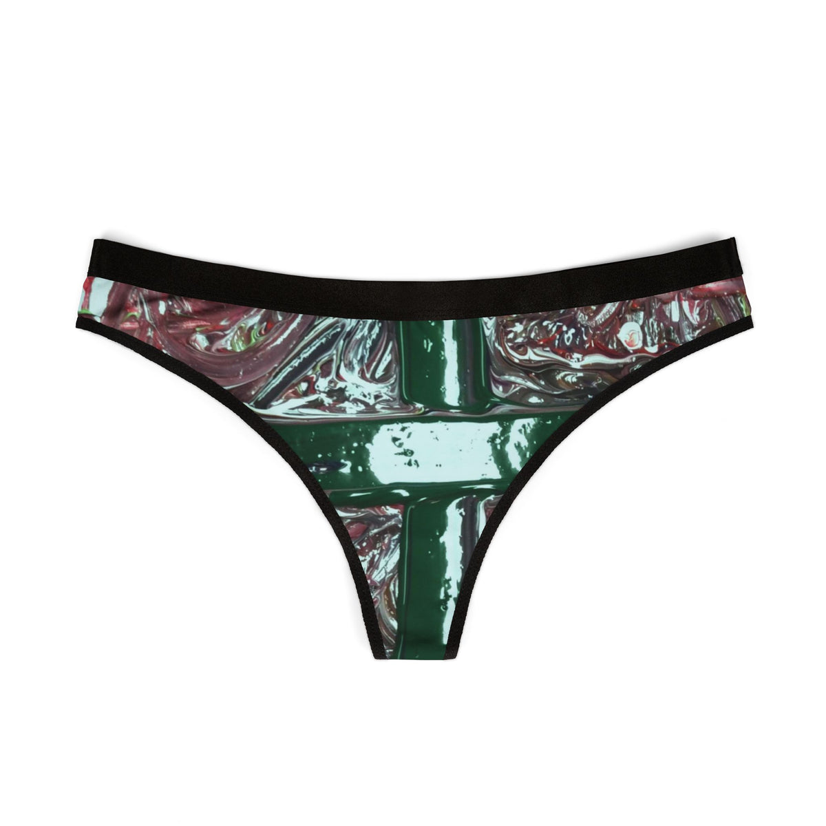 Green Tile Print Women's Thong — All-Over-Print Lingerie