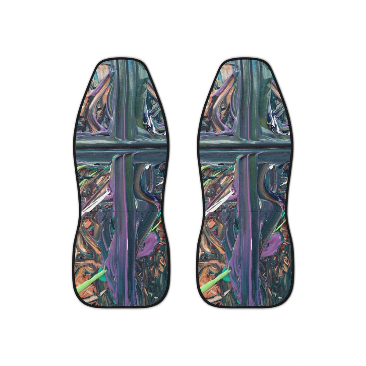 Abstract Swirl Car Seat Covers — Colorful Fluid Art Automotive Seat Protector
