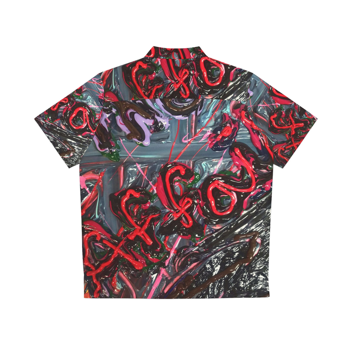 Abstract XO Pattern Hawaiian Shirt - Red & Black All-Over Print