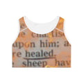 Inspirational Scripture Sports Bra — "Healed" AOP Activewear Printify