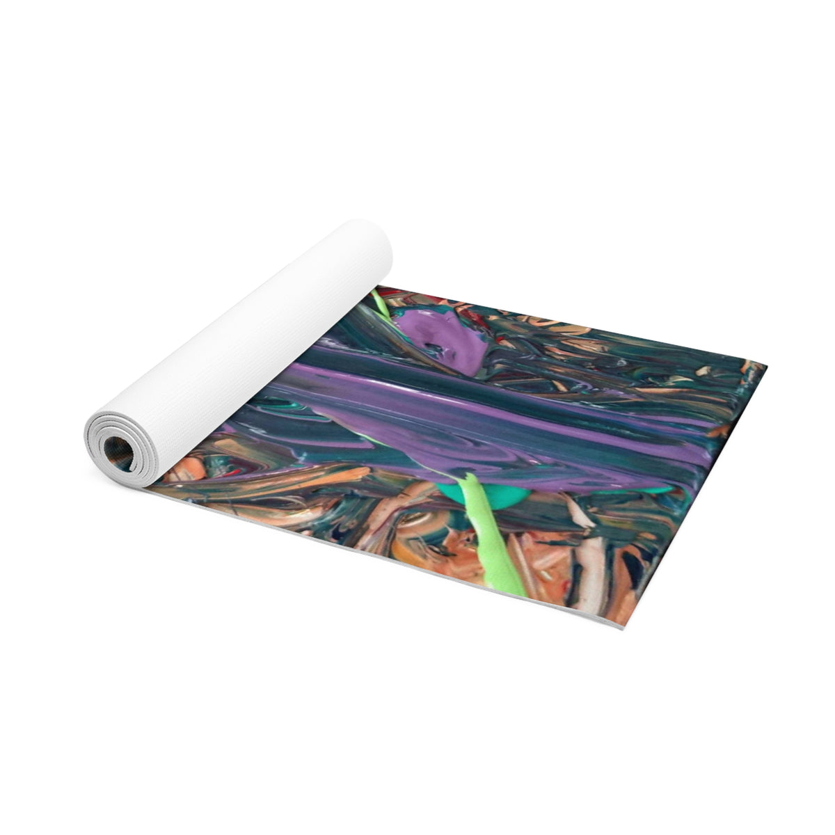 Abstract Neon Paint Foam Yoga Mat — Colorful Swirl Fitness Mat