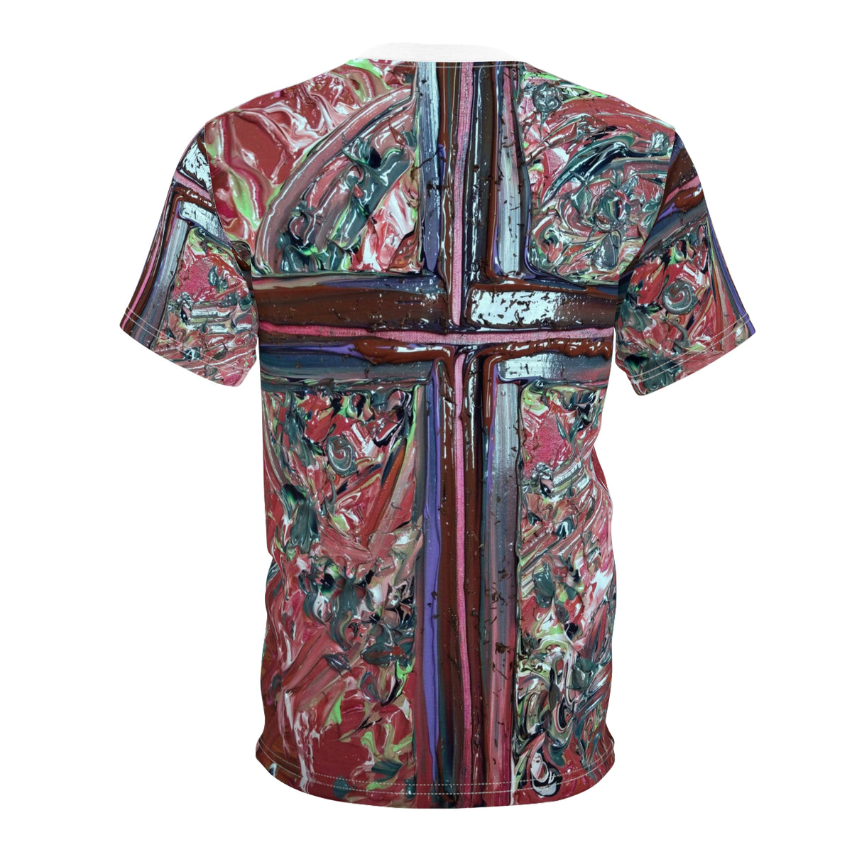 Cross Abstract All-Over Print Tee — Modern Christian Art Shirt