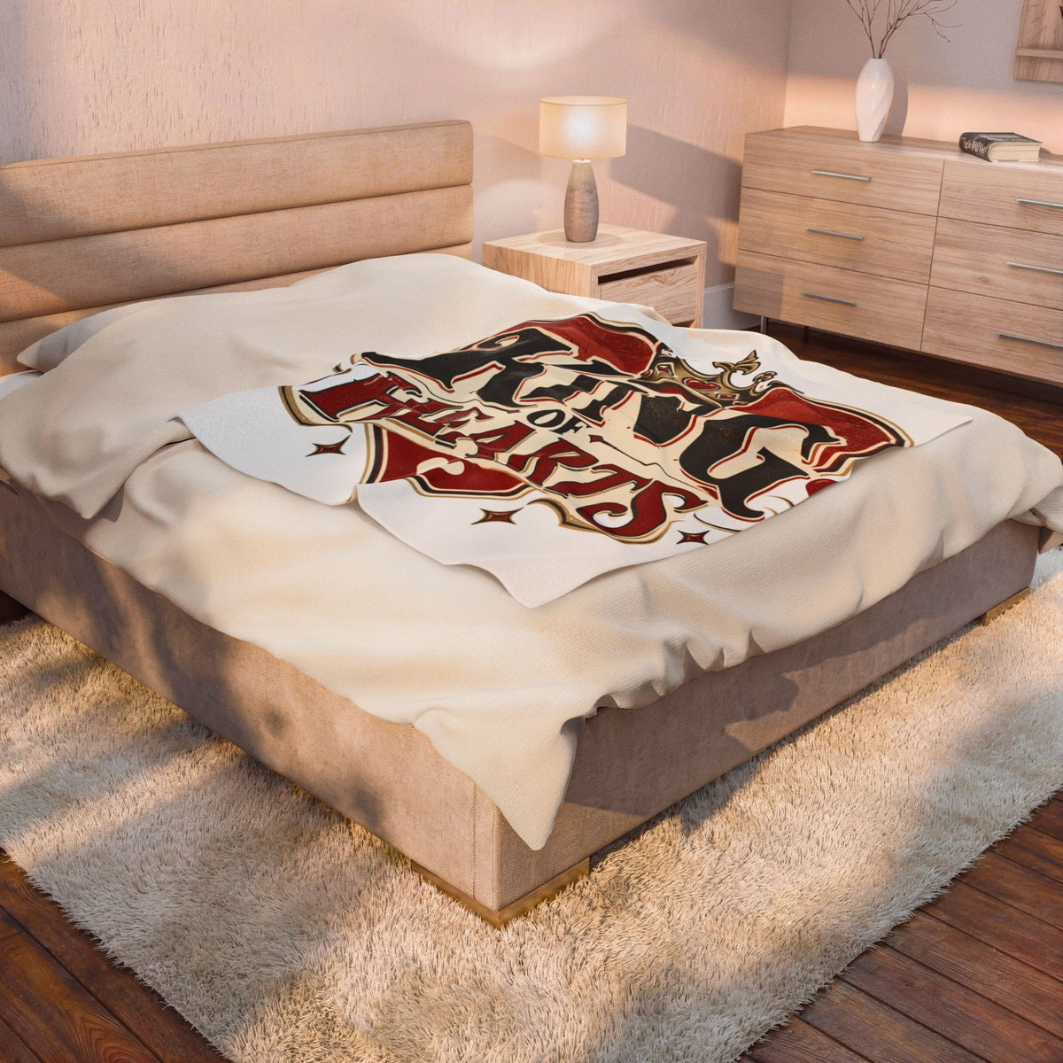 King of Hearts Velveteen Plush Blanket