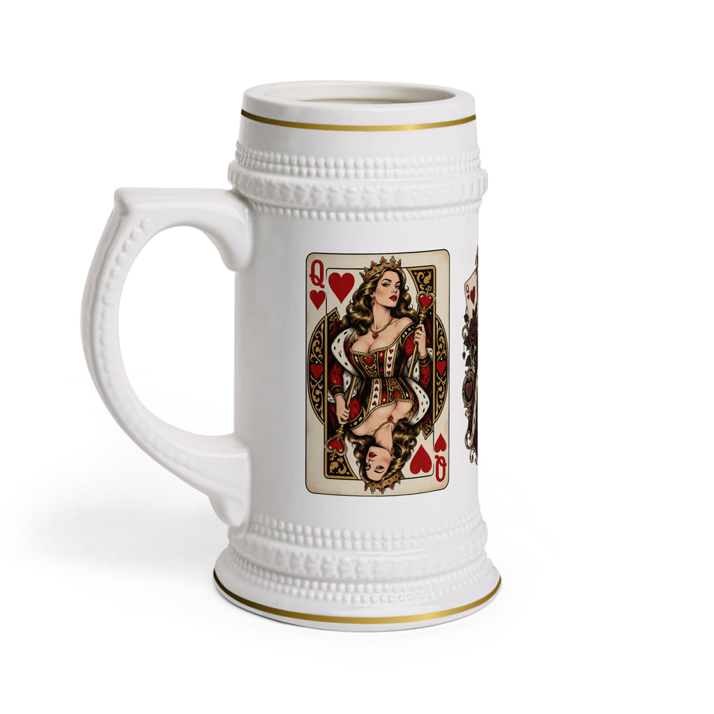 Queen of Hearts Playing Card Beer Stein Mug