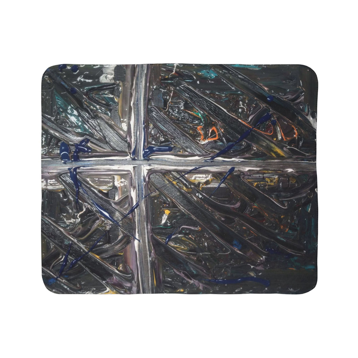Abstract Windowpane Sherpa Blanket — Dark Textured Art Throw
