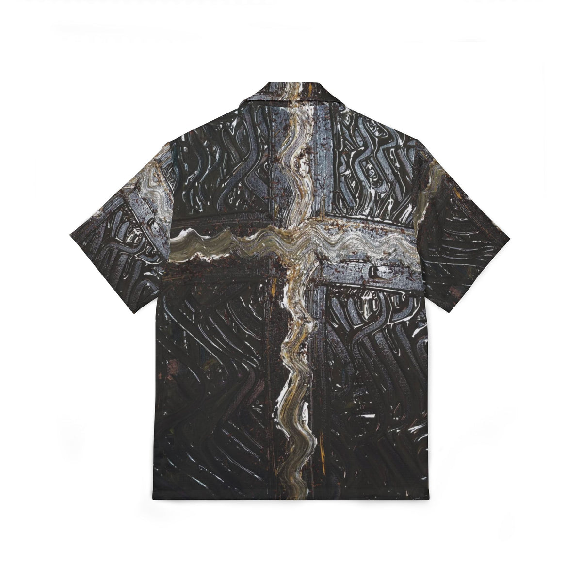 Men's Hawaiian Shirt — Dark Rustic Cross Pattern All-Over Print