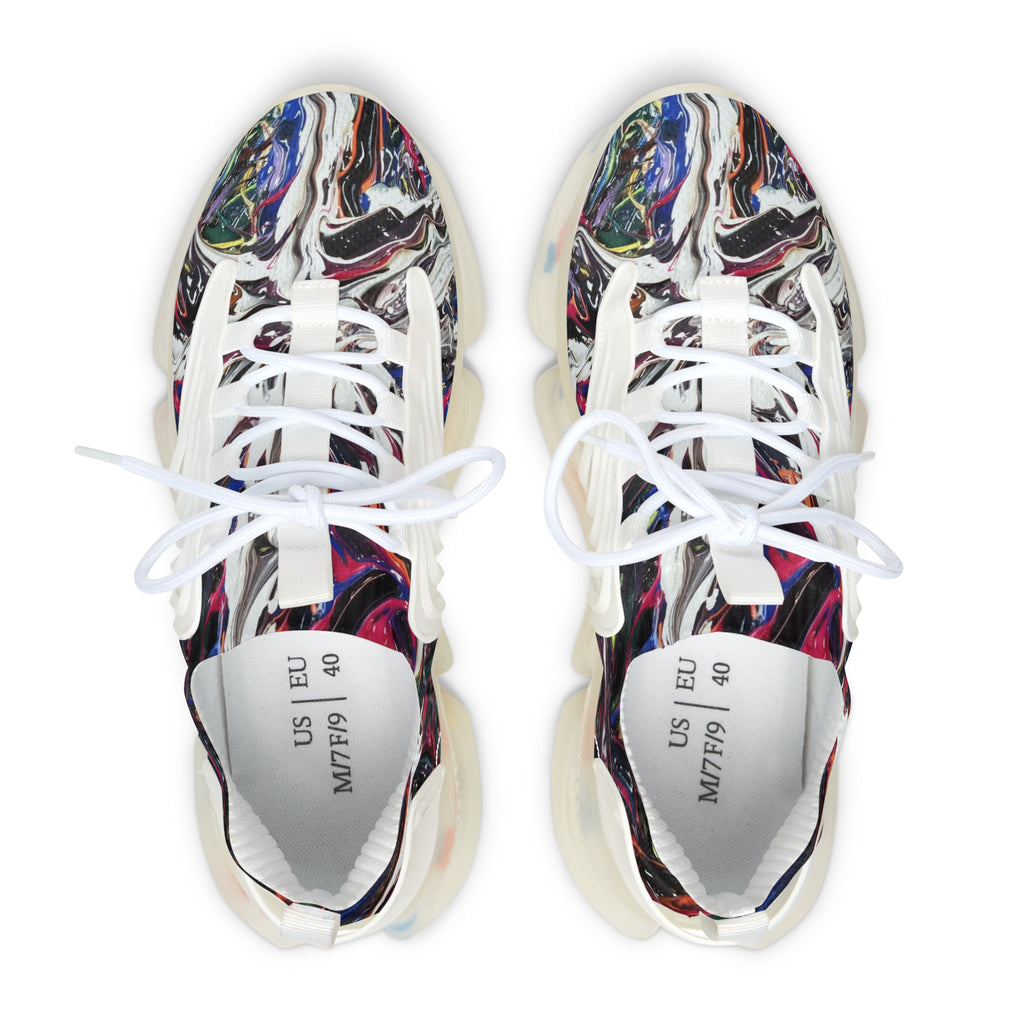 Women's Mesh Sneakers — Abstract Marble Athletic Shoes