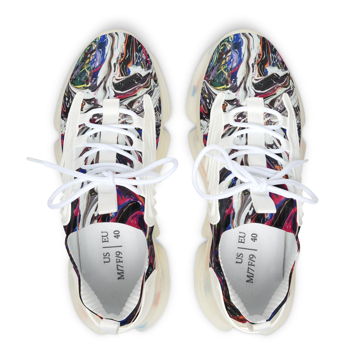 Women's Mesh Sneakers — Abstract Marble Athletic Shoes