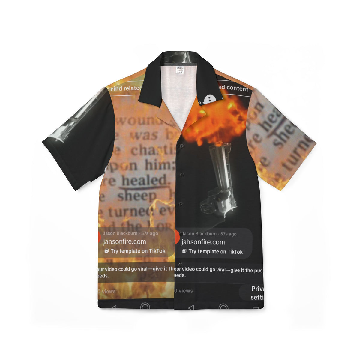 Hawaiian Camp Shirt – Vintage Bible Text & Candle Graphic AOP