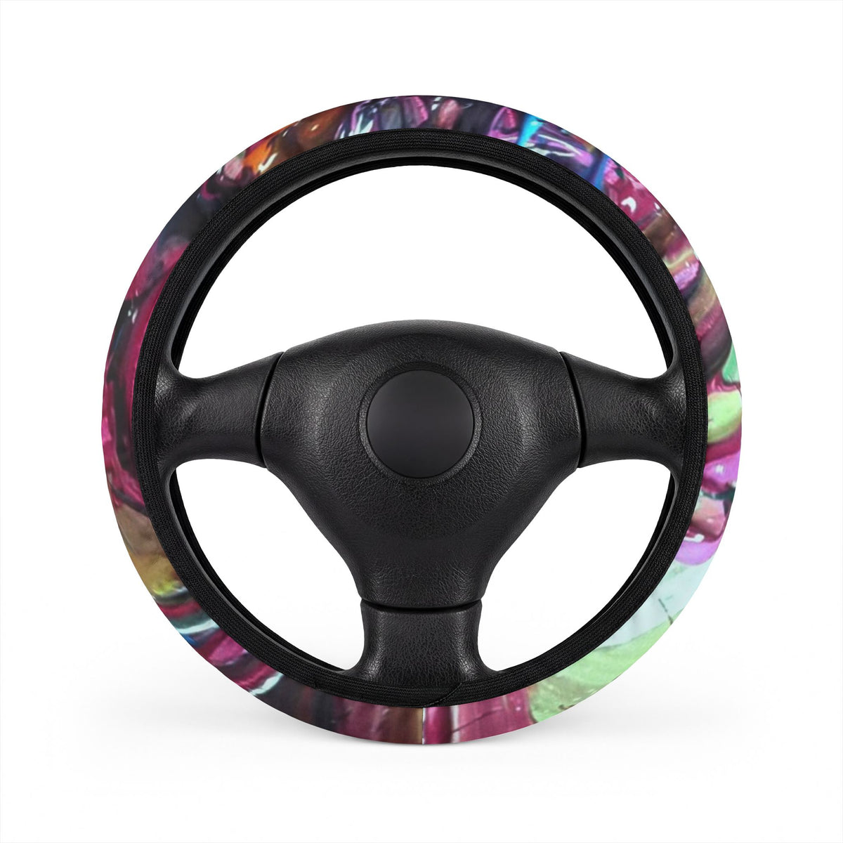 Tie-Dye Galaxy Steering Wheel Cover — Colorful Marbled Car Accessory