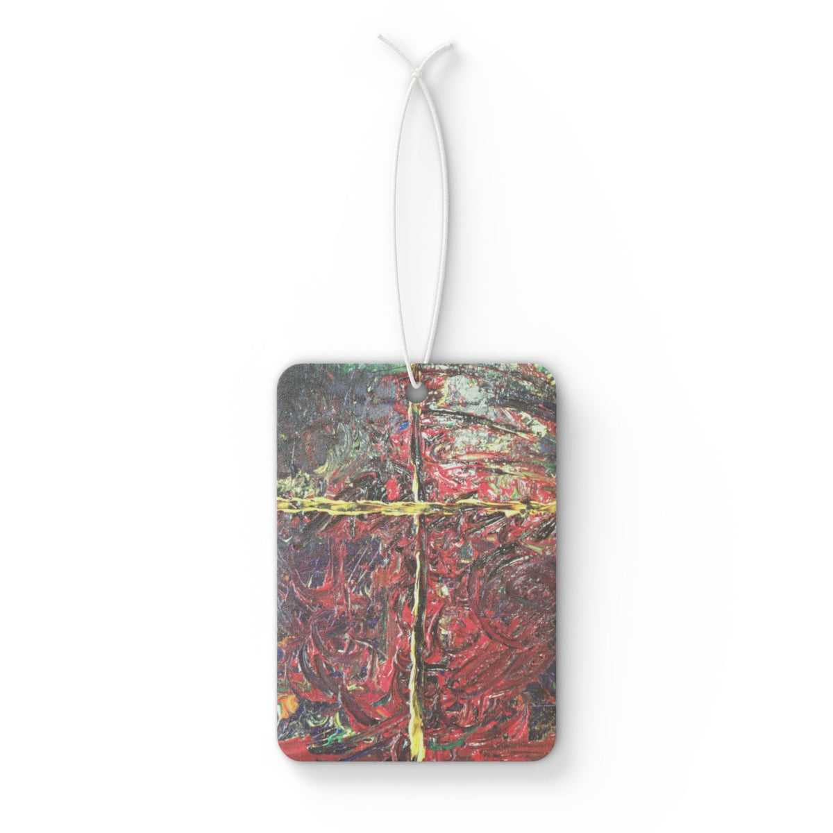 Abstract Red Cross Car Air Freshener — Artistic Scent Tag for Cars