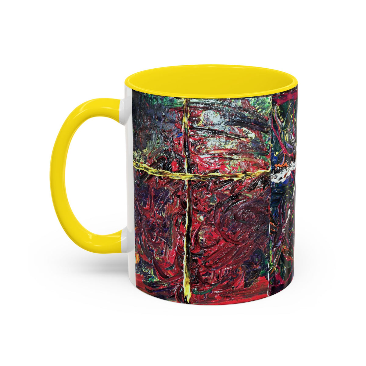 Abstract Starburst Accent Coffee Mug — Colorful Modern Art Ceramic (11/15oz)