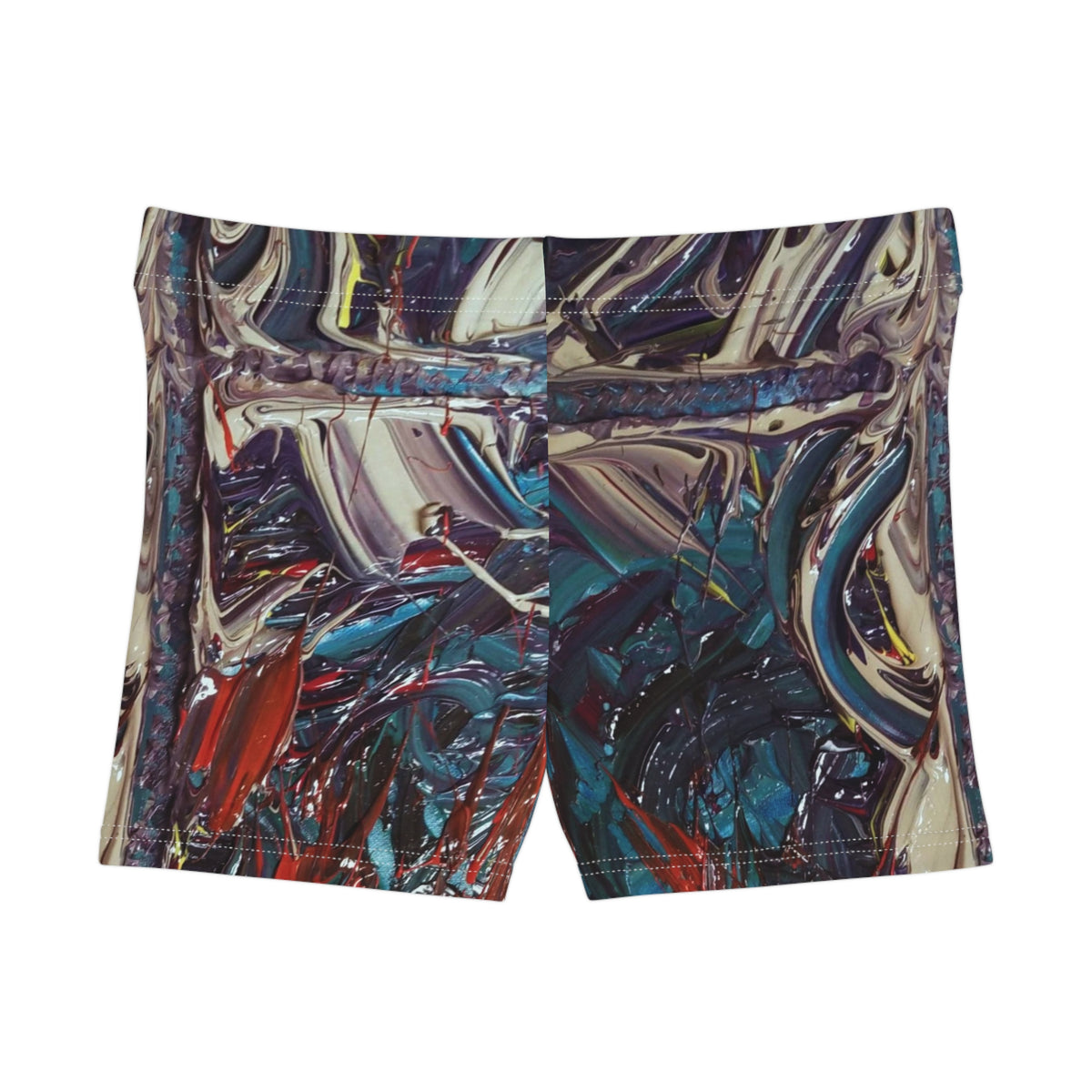 Abstract Paint Swirl Women's Shorts - Colorful Artistic AOP Activewear