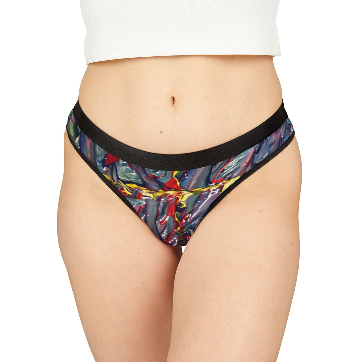 Abstract Marble Print Thong — Colorful Women's Lingerie Printify