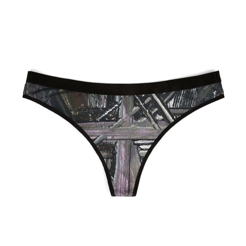Women's Thong — Dark Geometric Patterned All-Over-Print Panty