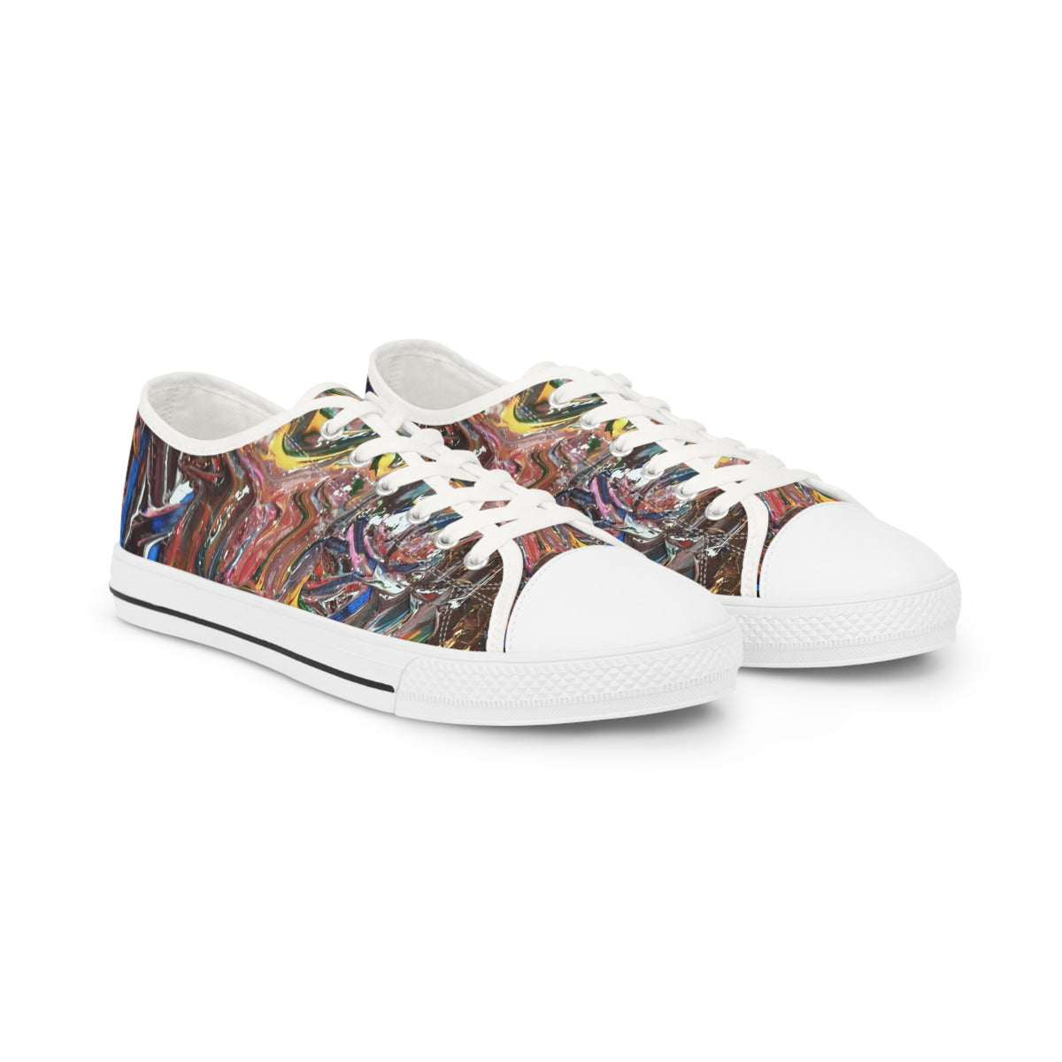 Abstract Swirl Low Top Sneakers — Colorful Artistic Canvas Shoes