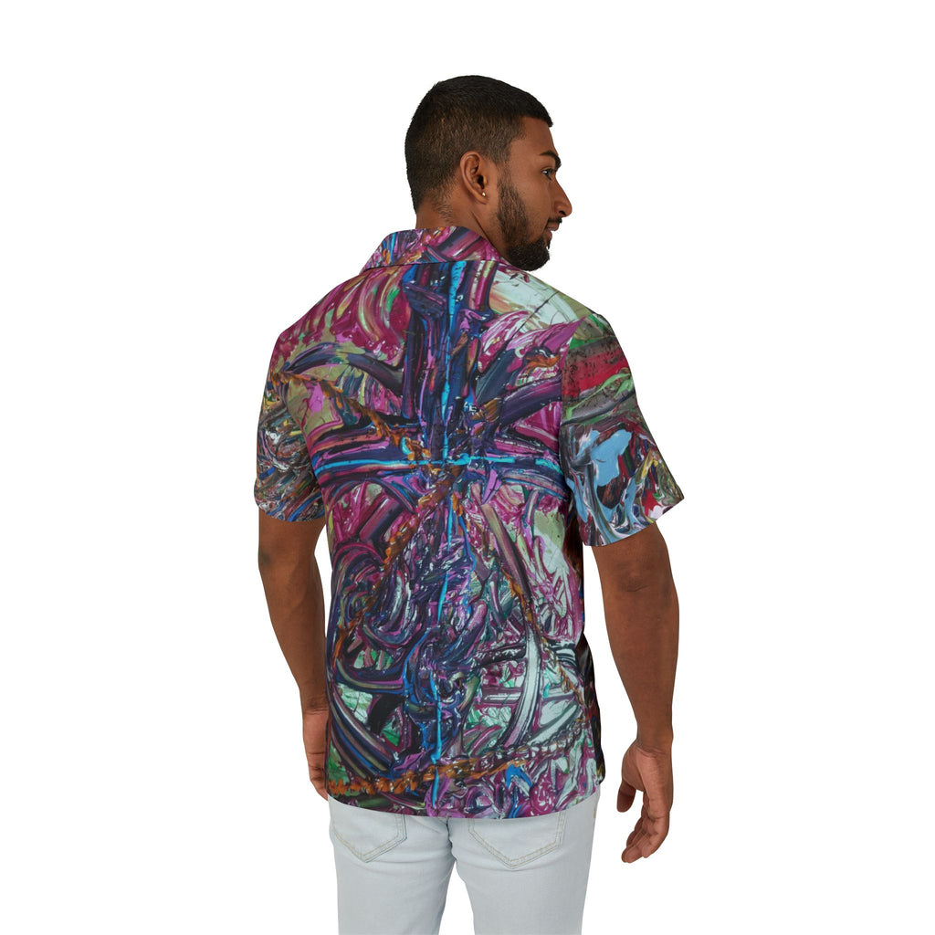 Abstract Neon Swirl Hawaiian Shirt