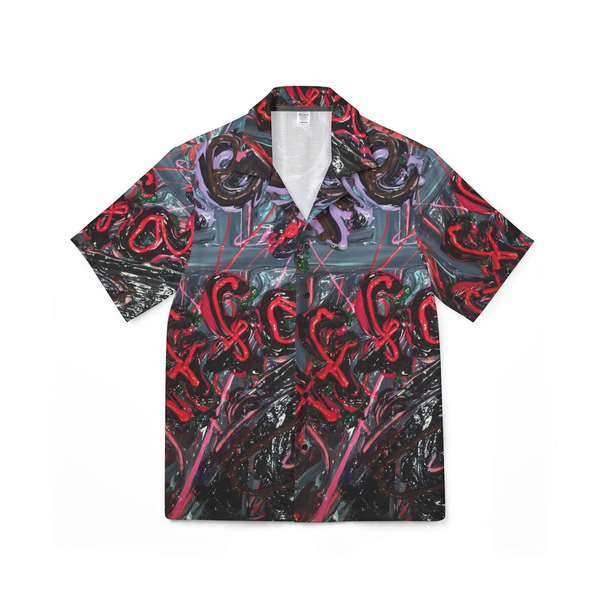 Men's Hawaiian Camp Shirt — Abstract Neon Graffiti Print