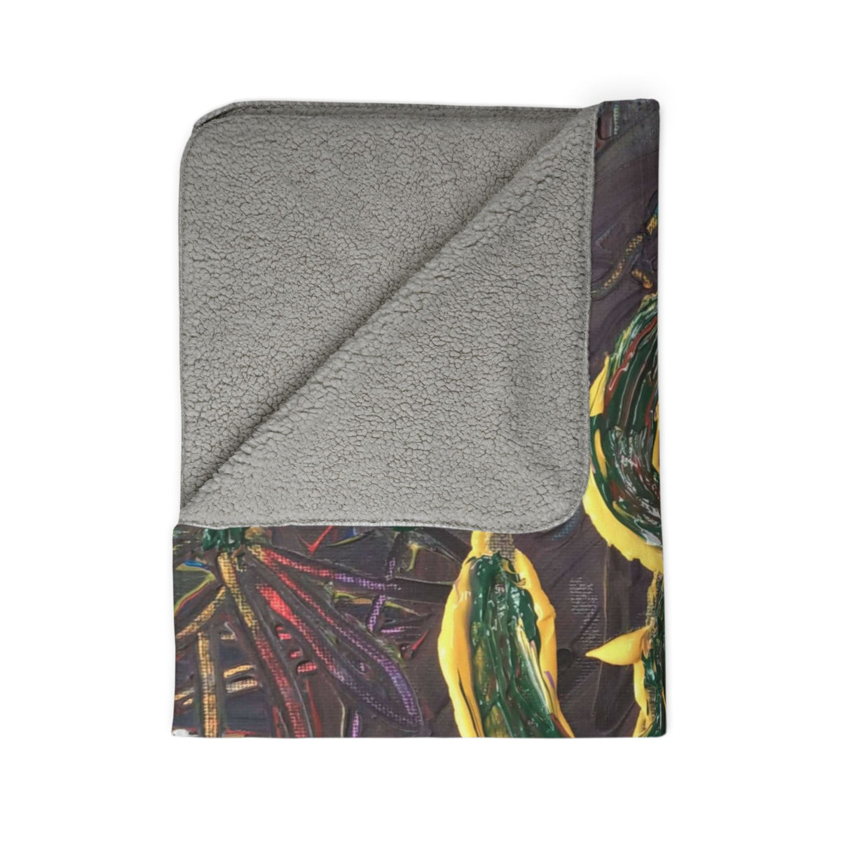 Fleece Sherpa Blanket — Throw with Bold 'Thank You God' Abstract Paint Design