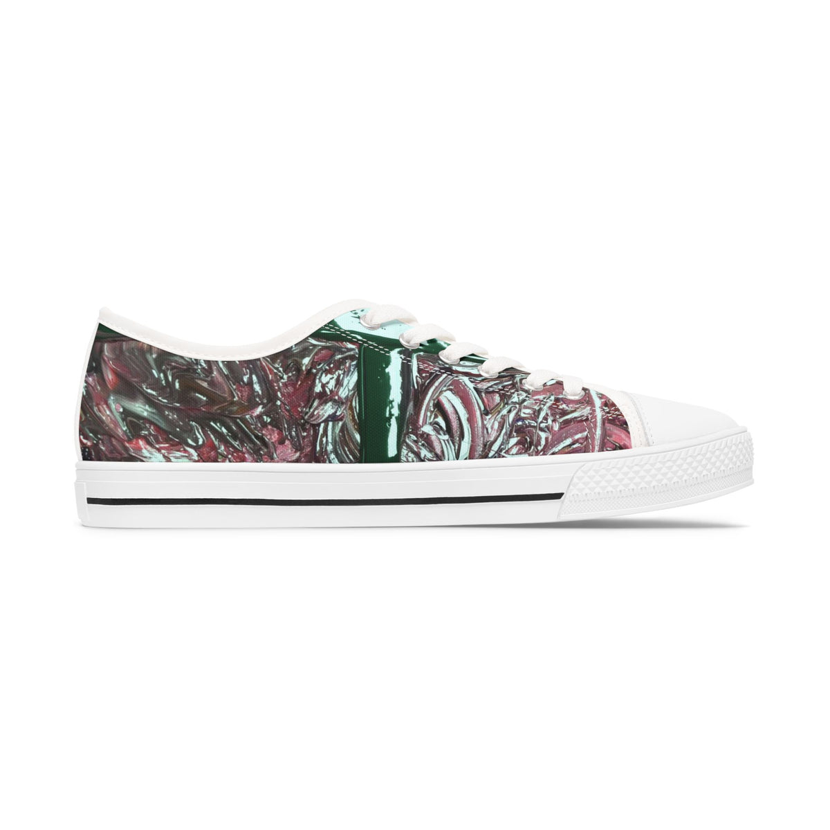 Low Top Sneakers — Abstract Marbled Green & Pink Pattern