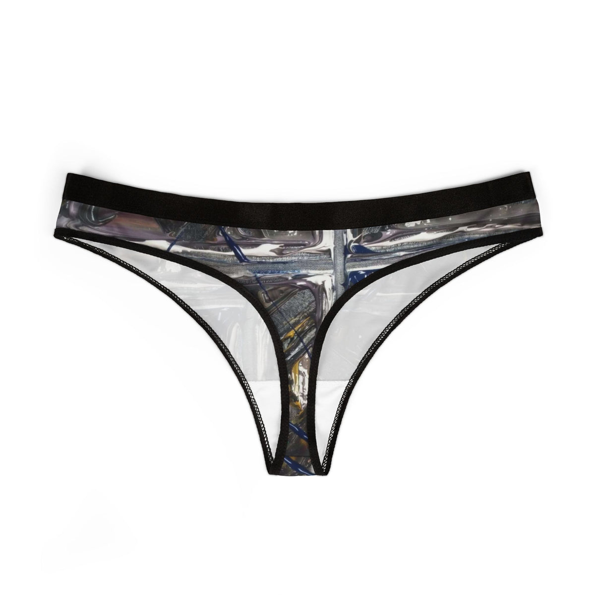 Abstract Gray Art Thong – Women's Printed Bikini Underwear