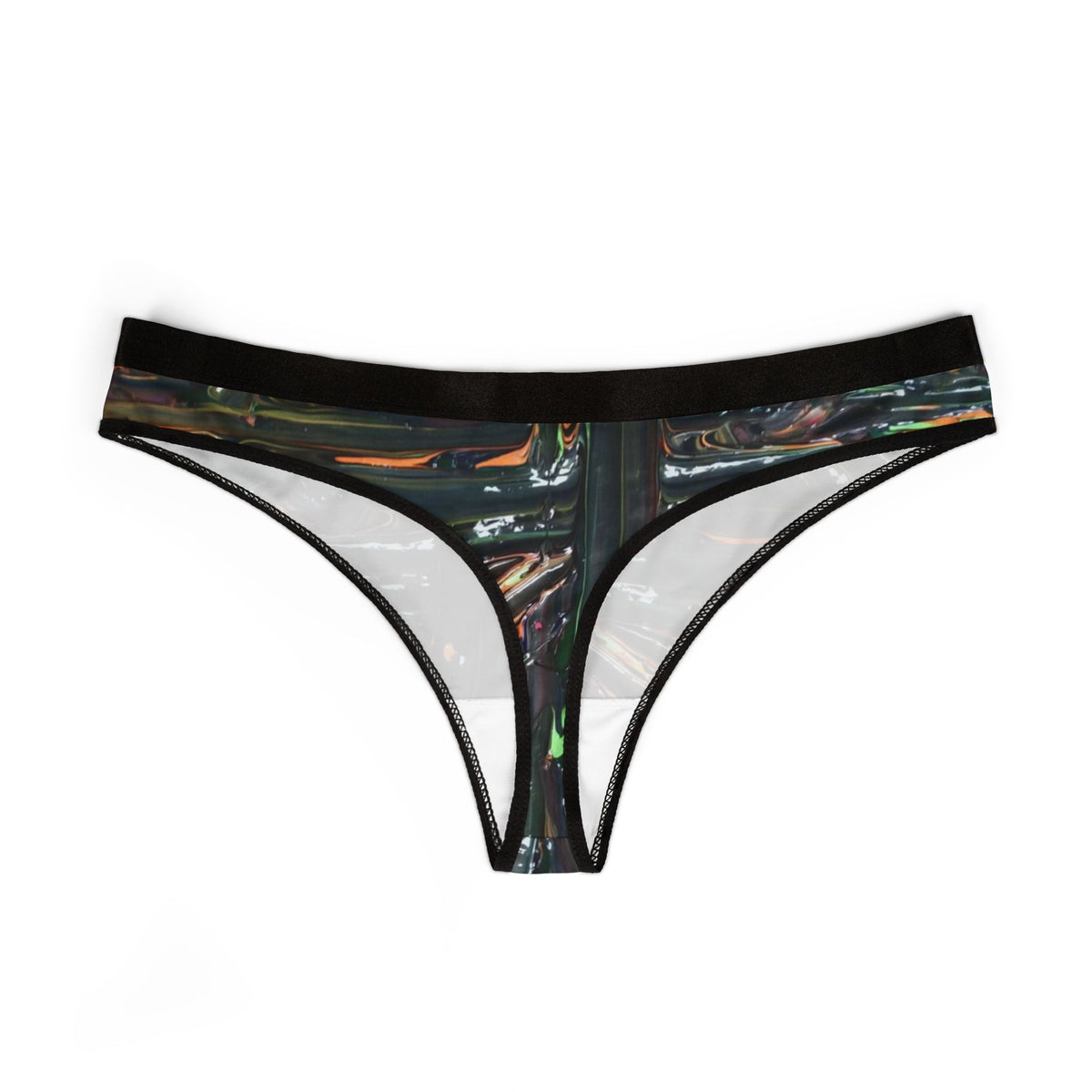 Abstract Metallic Art Thong — Women's Patterned Bikini Underwear