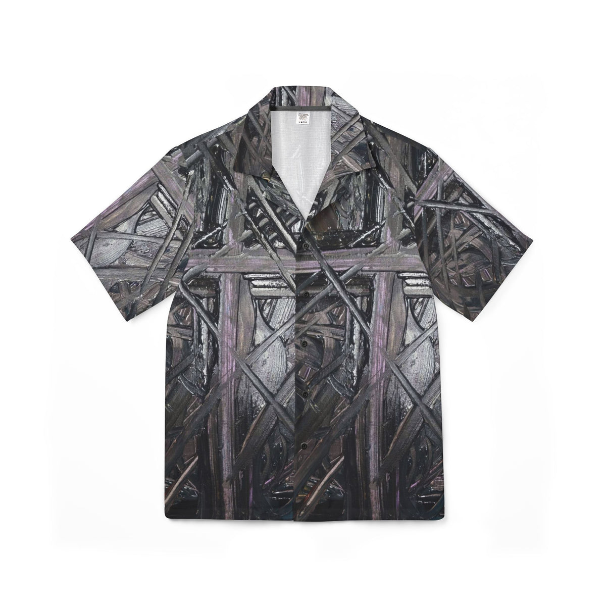 Abstract Dark Wood Pattern Hawaiian Shirt — Men's Camp Shirt