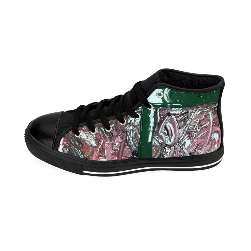High-Top Sneakers — Abstract Pink Green Graffiti Design