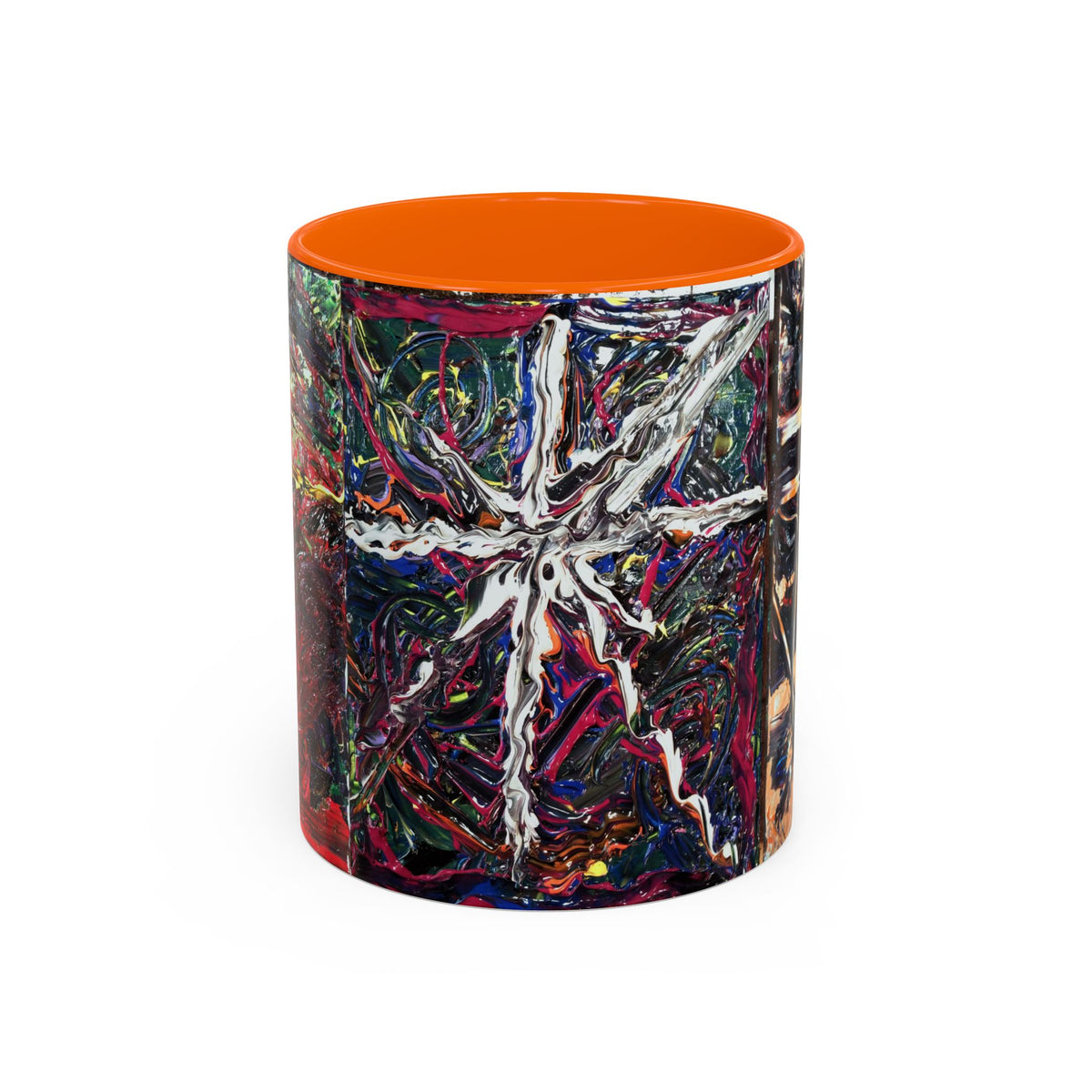 Abstract Starburst Accent Coffee Mug — Colorful Modern Art Ceramic (11/15oz)
