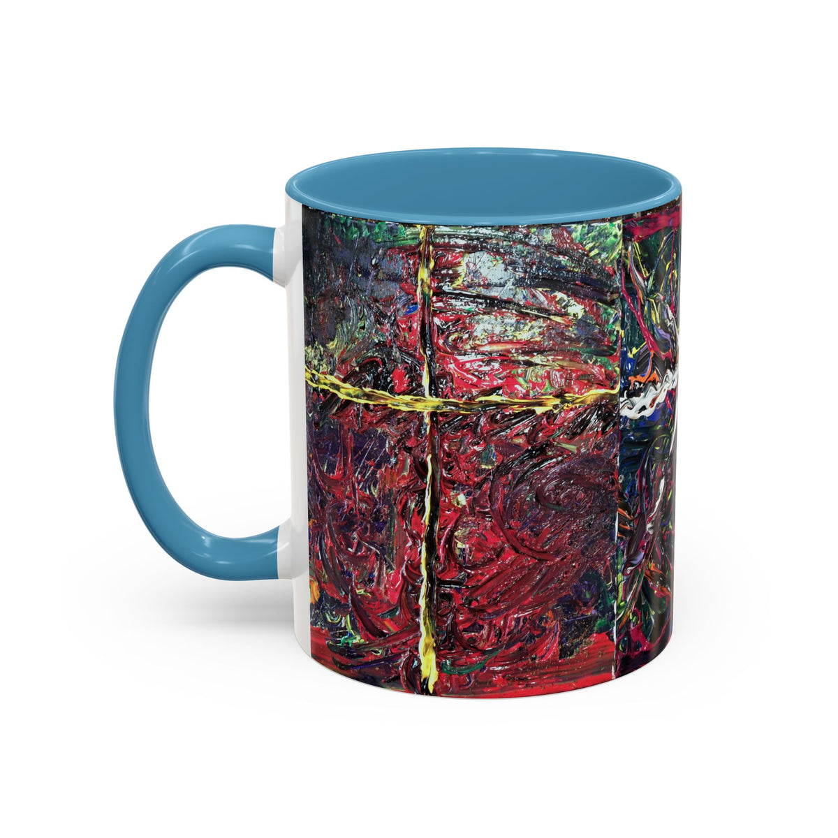 Abstract Starburst Accent Coffee Mug — Colorful Modern Art Ceramic (11/15oz)