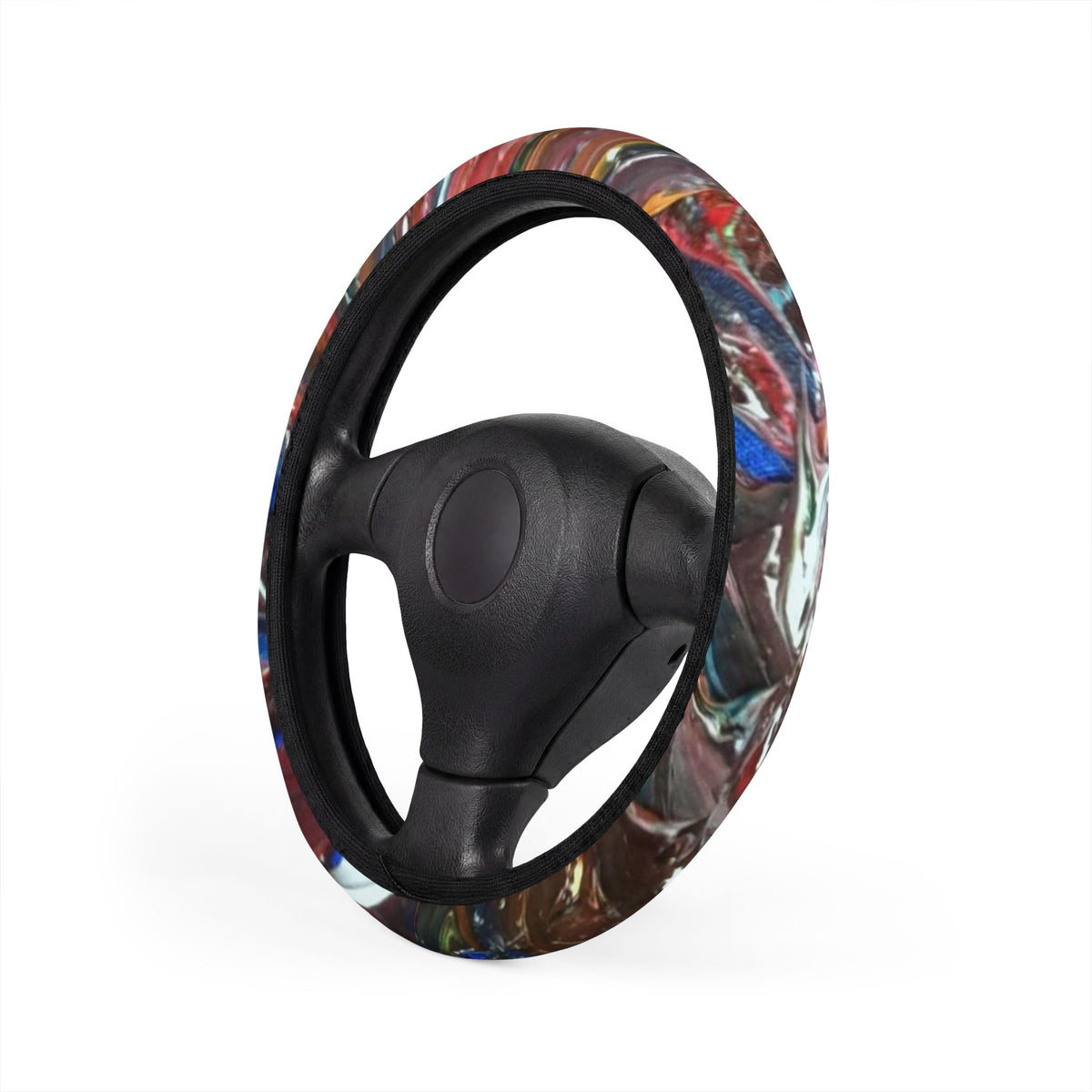 Abstract Marble Pattern Steering Wheel Cover — Colorful Swirl Car Accessory