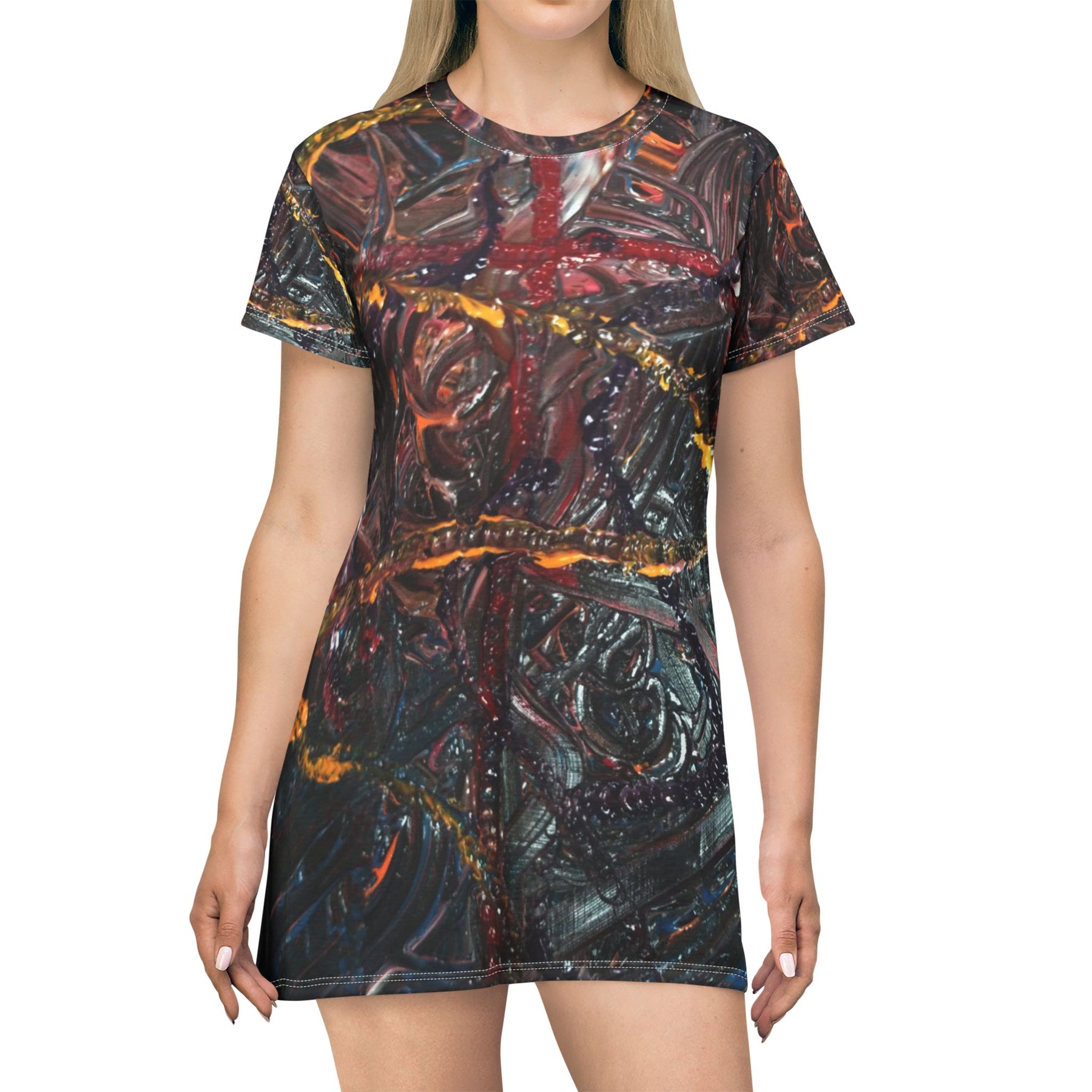 Abstract Art T-Shirt Dress for Unique Style Printify