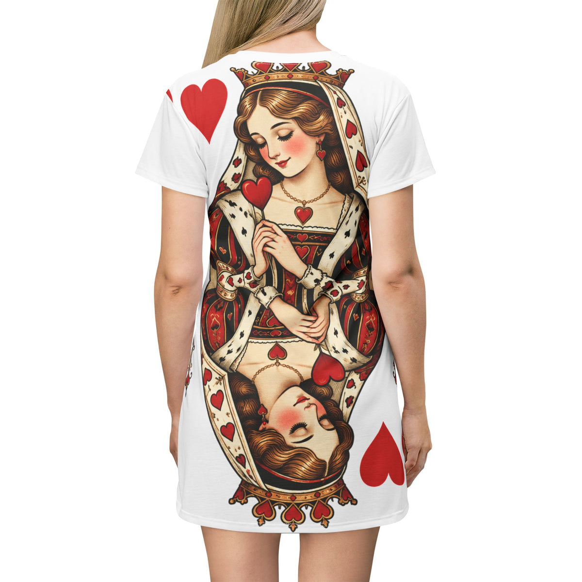 Queen of Hearts Playing Card T-Shirt Dress
