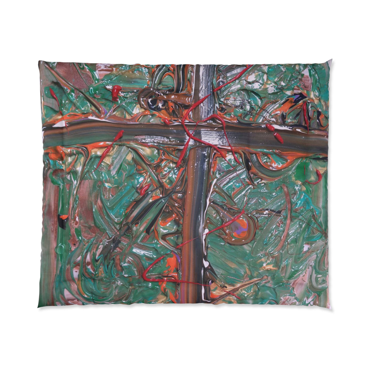 Abstract Green Swirl Comforter — Modern Artistic Bedspread