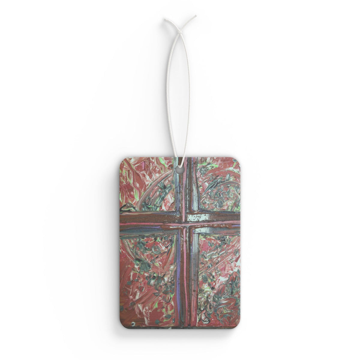Abstract Cross Car Air Freshener — Rustic Red Artistic Scented Tag