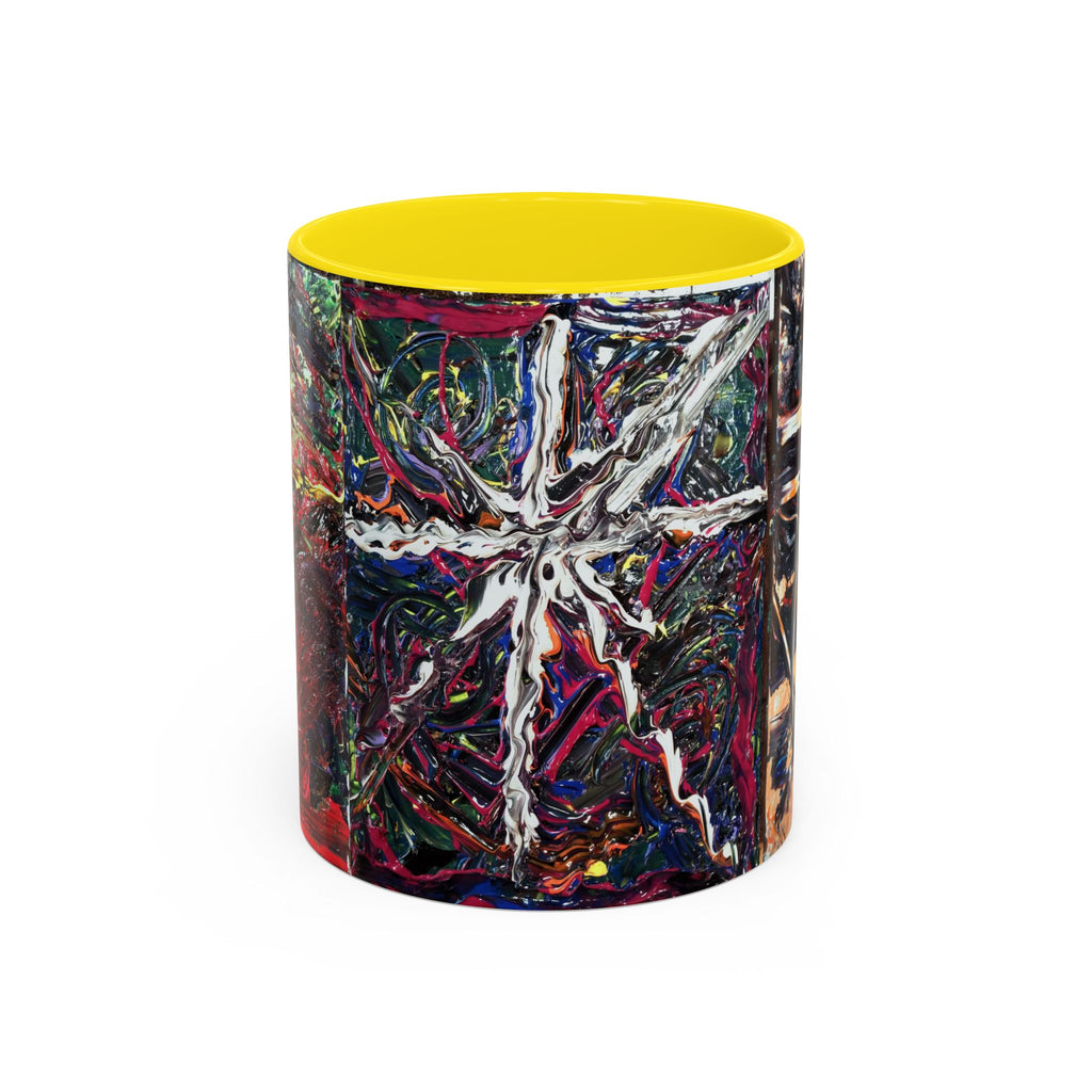 Abstract Starburst Accent Coffee Mug — Colorful Modern Art Ceramic (11/15oz)