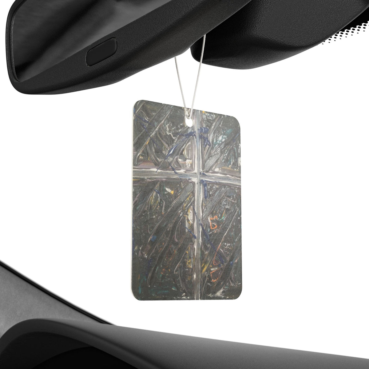 Cross Textured Car Air Freshener — Metallic Abstract Design