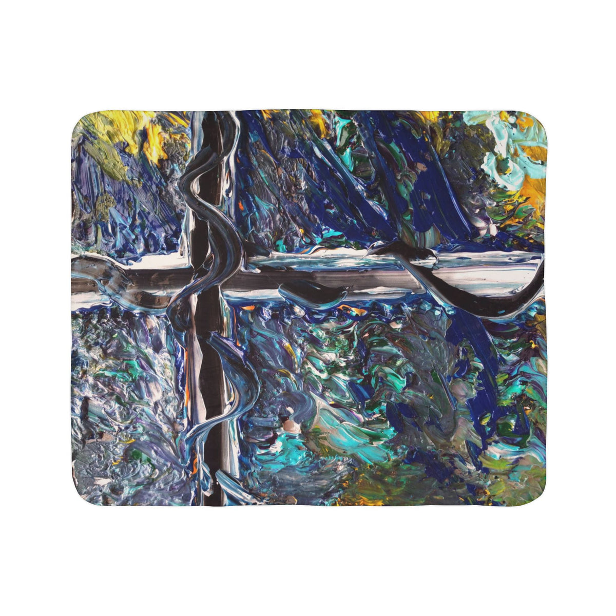 Abstract Coastal Cross Fleece Sherpa Blanket
