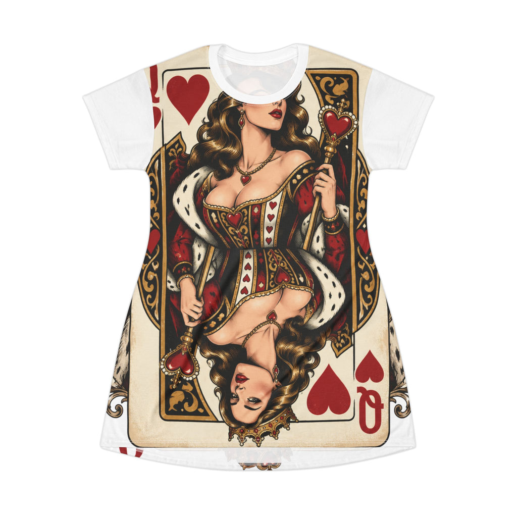 Queen of Hearts Playing Card T-Shirt Dress