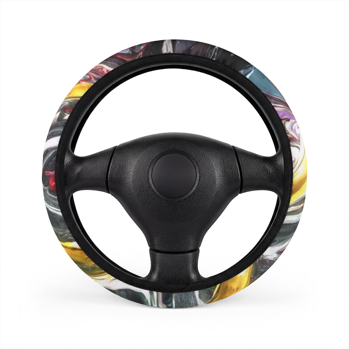 Abstract Color Swirl Steering Wheel Cover — Vibrant Tie-Dye Car Accessory