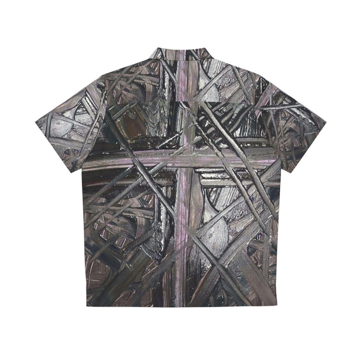 Men's Hawaiian Shirt — Abstract Woodgrain Cross Pattern AOP