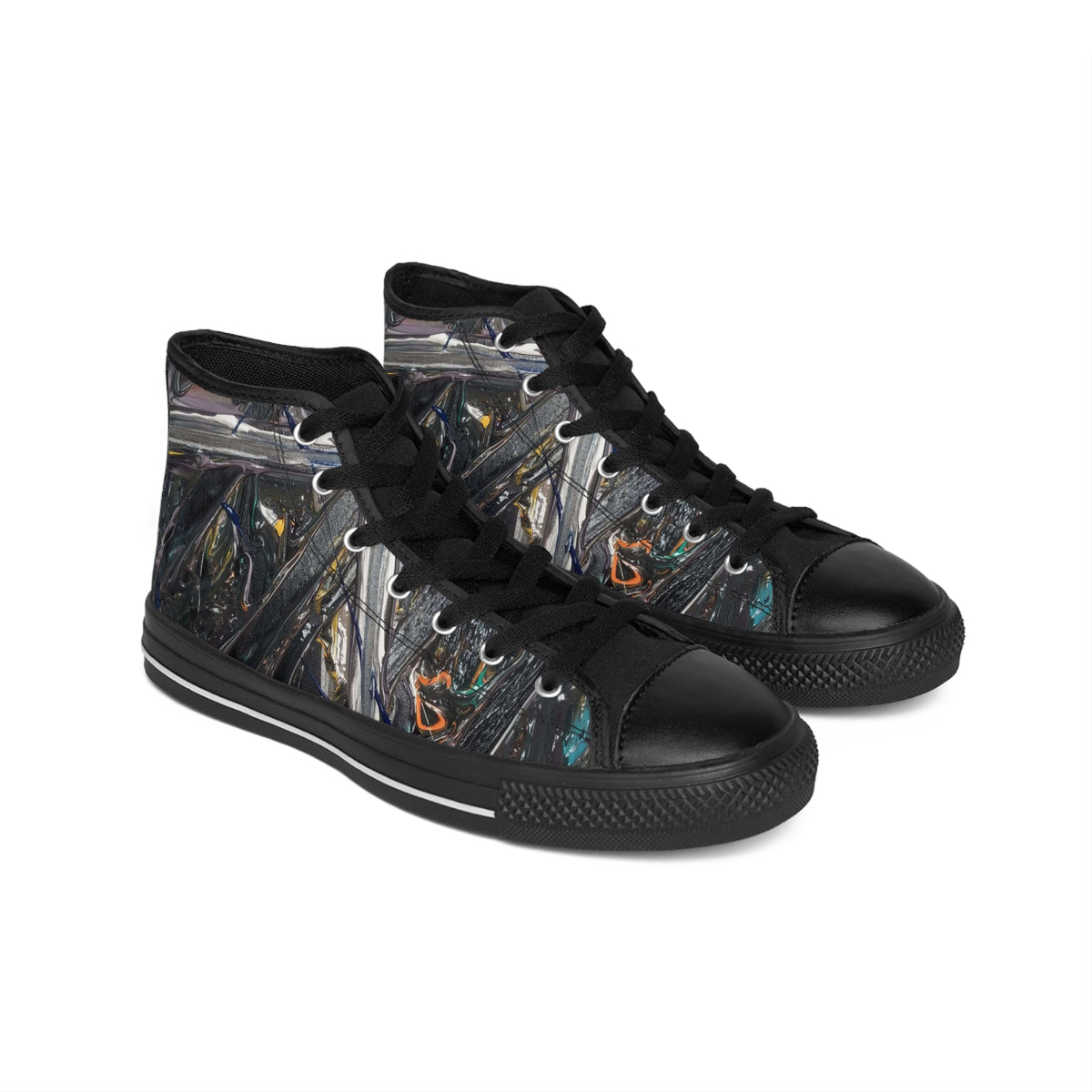 High-Top Sneakers — Abstract Dark Metallic Art Print
