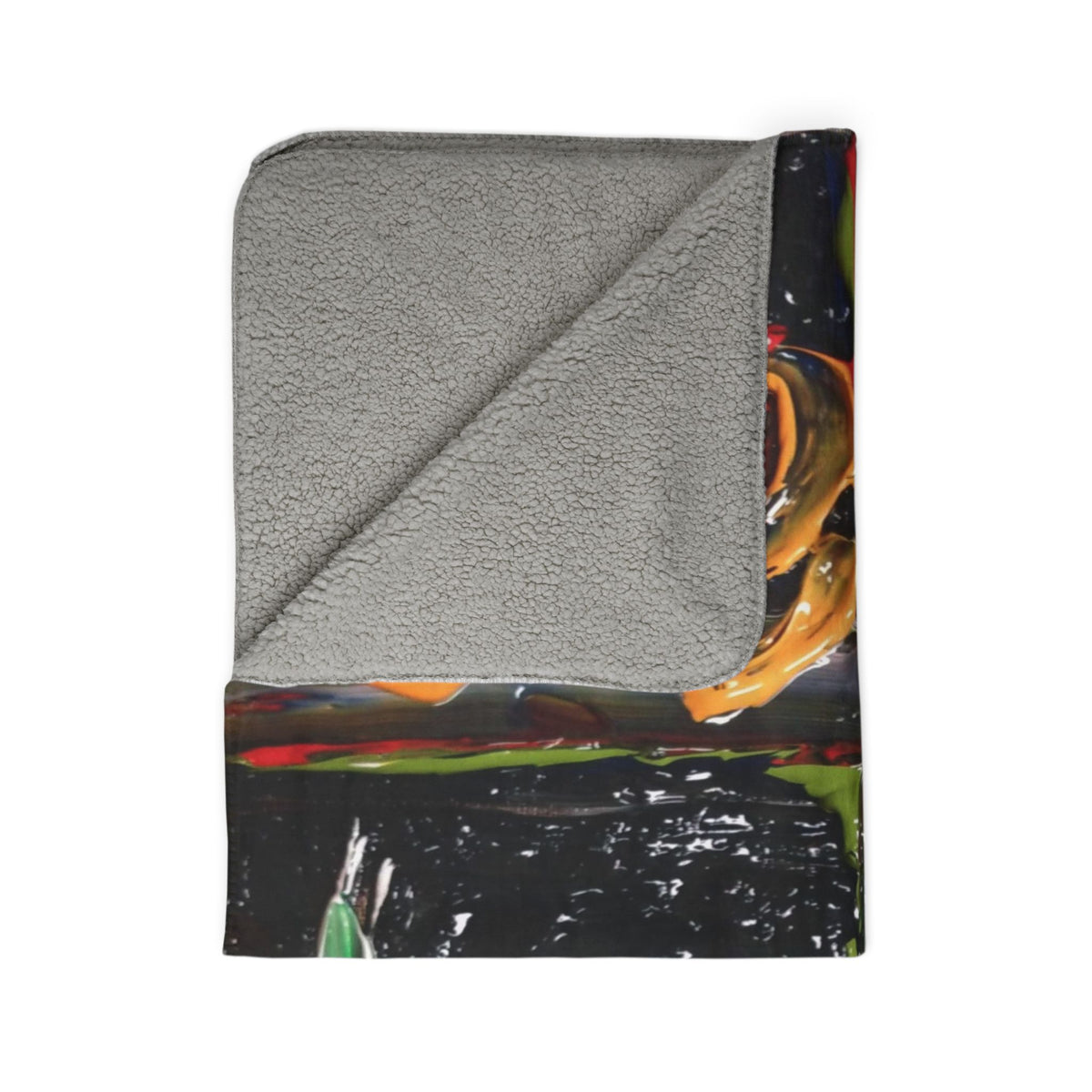 Fleece Sherpa Blanket — "Jesus Leads" Colorful Painted Cross Christian Throw