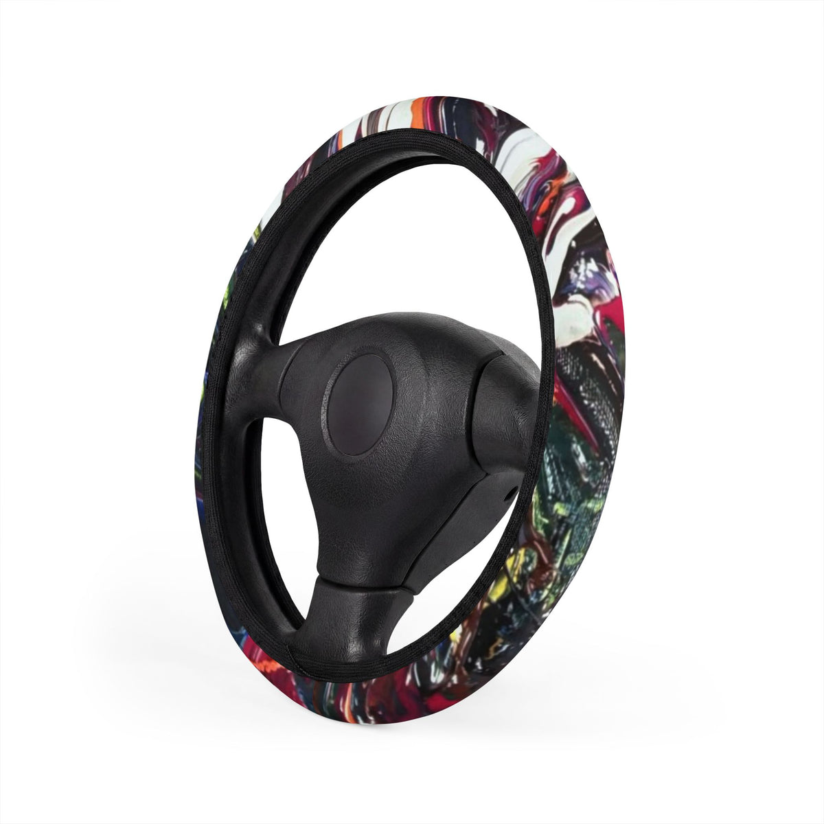 Floral Tie-Dye Car Steering Wheel Cover — Colorful Boho Grip