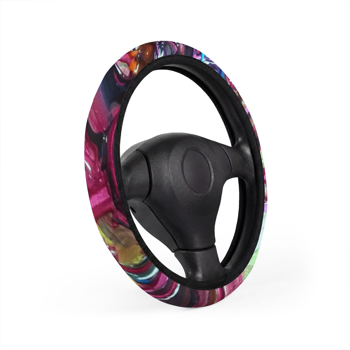 Tie-Dye Galaxy Steering Wheel Cover — Colorful Marbled Car Accessory